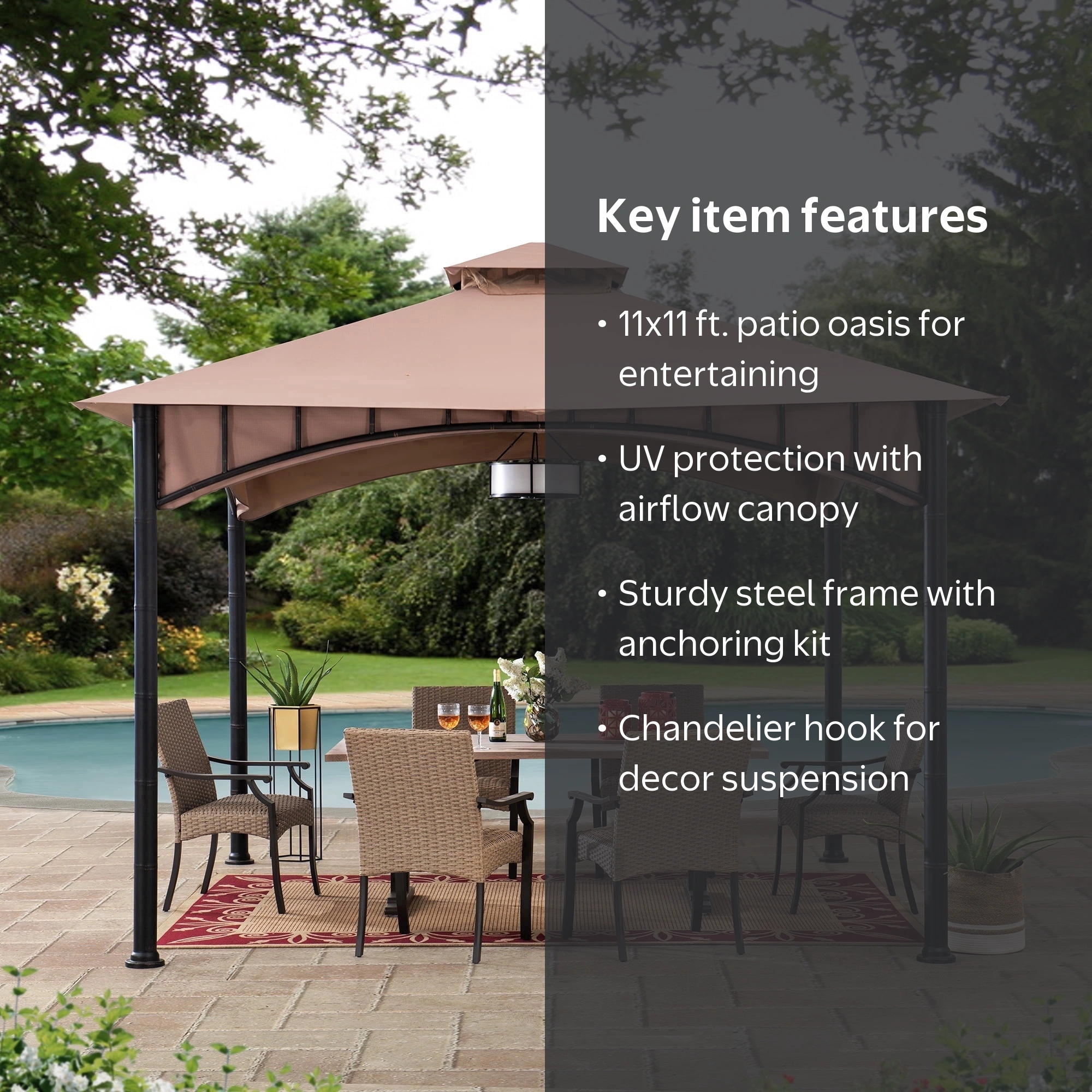 Sunjoy Outdoor Patio Black Bamboo Shape Steel Frame 11 x 11 ft. 2
