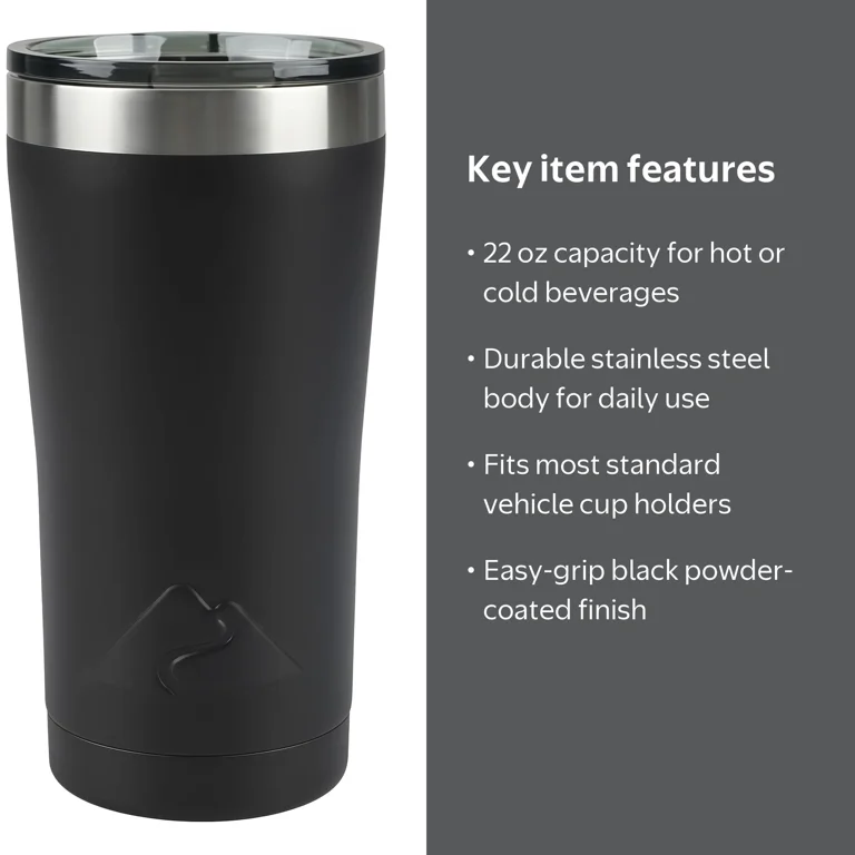 Ozark Trail Vacuum-Insulated Stainless Steel Tumbler 22 oz Black
