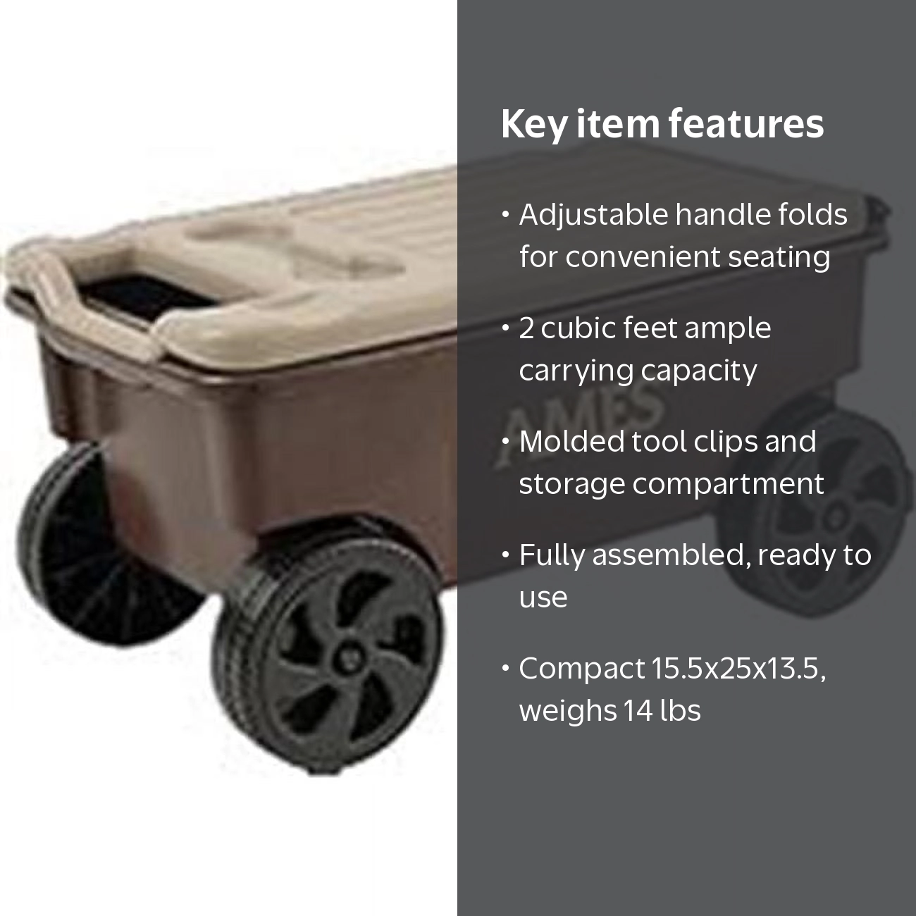 The Ames Company Lawn Buddy Garden Yard Wheelbarrow, Brown - P