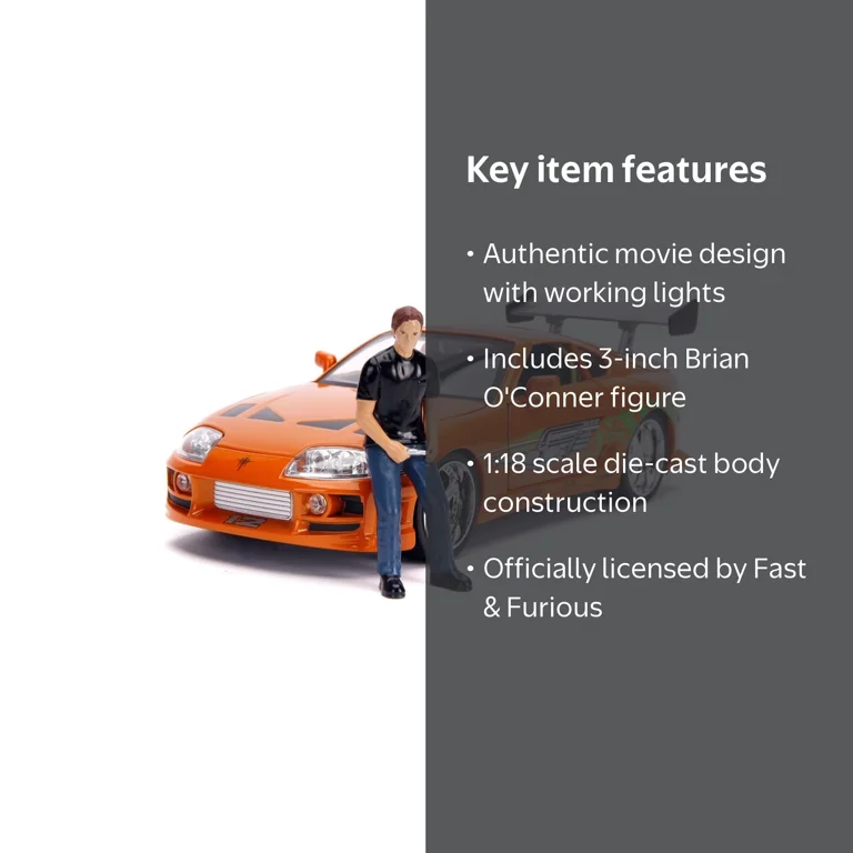 Fast & Furious 1:18 Toyota Supra Die-cast Car & 3