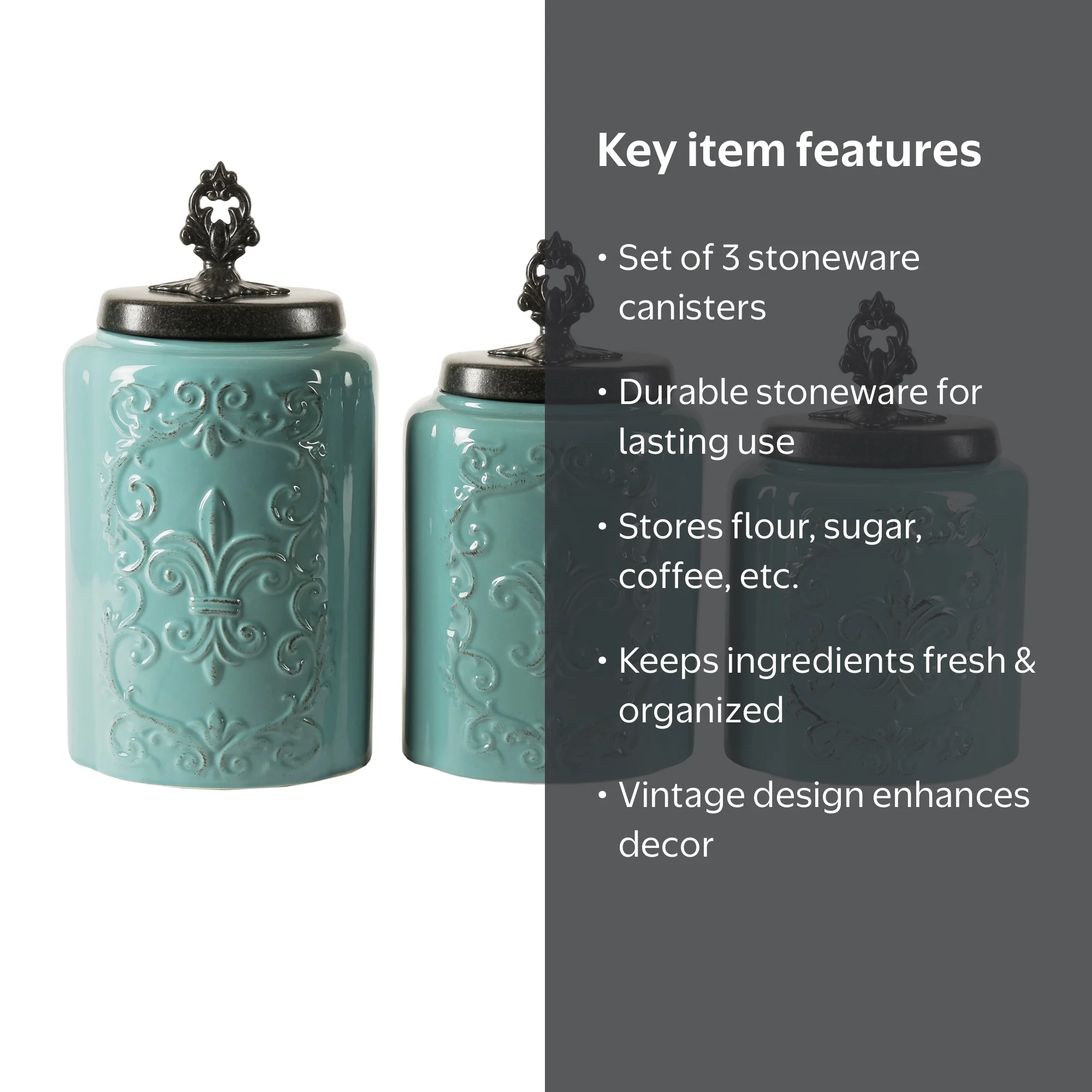 アメリカンヴィンテージ キッチンキャニスター ３サイズセット BLUE ANTIQUE SET/3 CANISTER:11.875