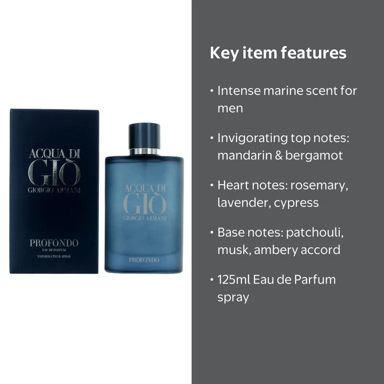 Giorgio Armani, Acqua Di Gio Profondo, 4.2 oz/125ml, Men - Walmart.com