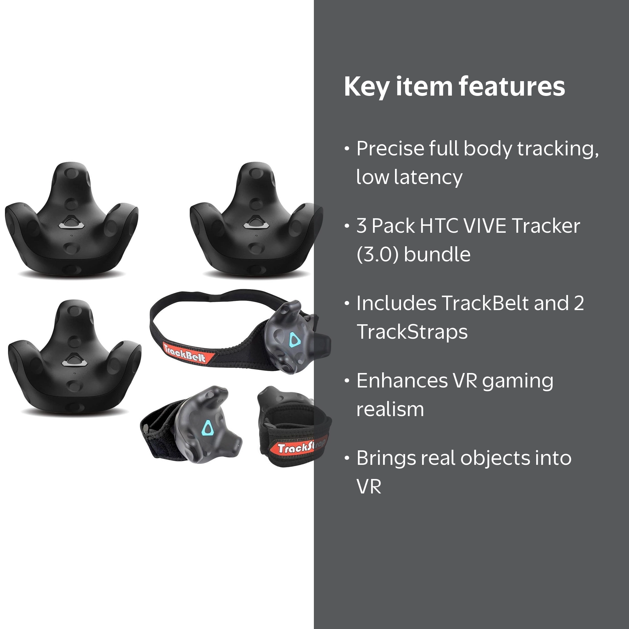 HTC 3 Pack VR VIVE Tracker (3.0) Bundle with Rebuff Reality