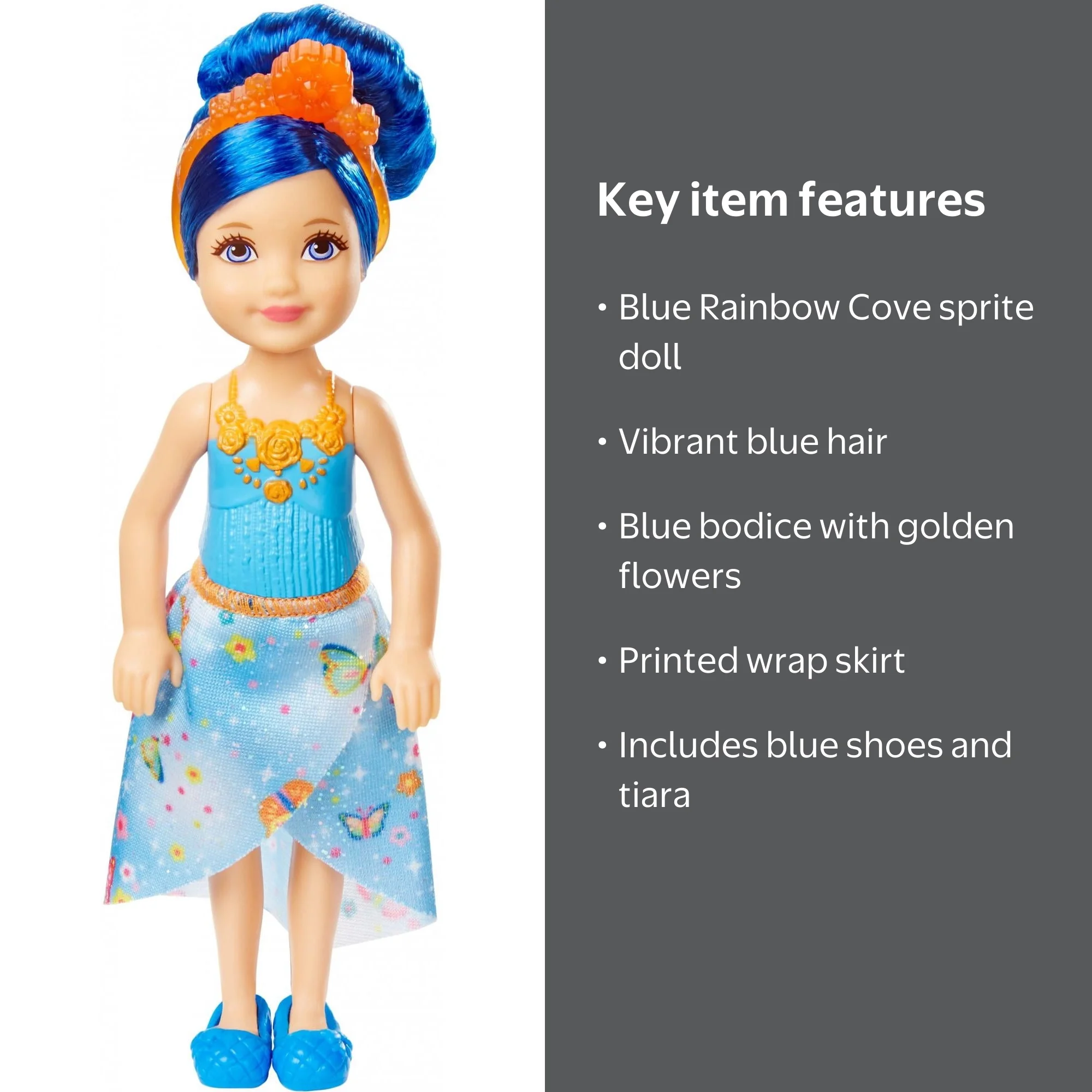 barbie フラット シーツ レインボー パステル 星 Barbie, Rainbow Cove Rainbow Princess Doll, Blue Sprite
