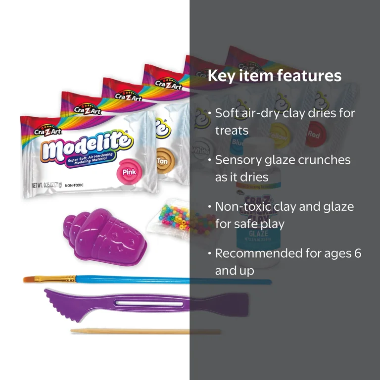 Cra-Z-Art Cra-Z-Crackle Clay Soft Modelite Dough, Multicolor Set