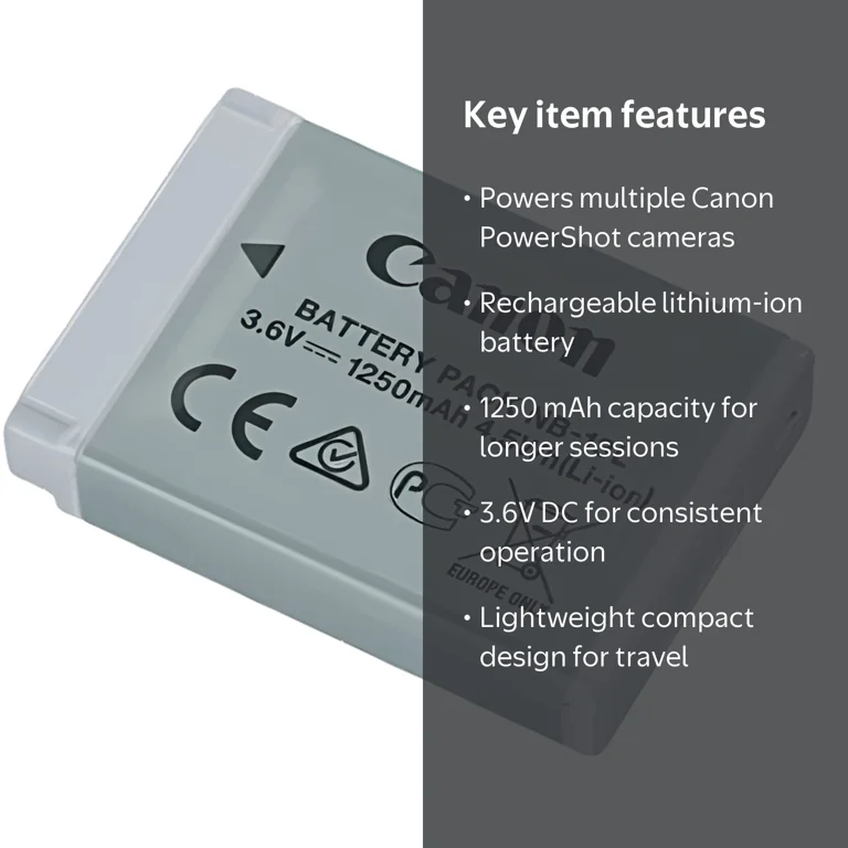 Canon, Power Battery, Gray, 1250mAh, for PowerShot G7 X G9 X