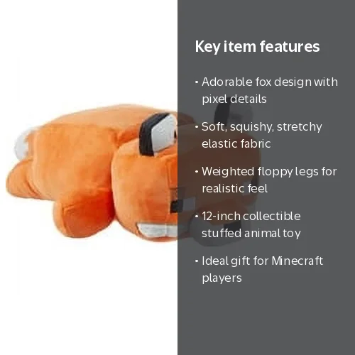 Mattel, Minecraft Plush Fox, 12-inch Stuffed Animal, Soft Plush