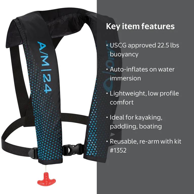 Free Shipping! Onyx Inflatable Life Jacket, Auto/Manual, Low