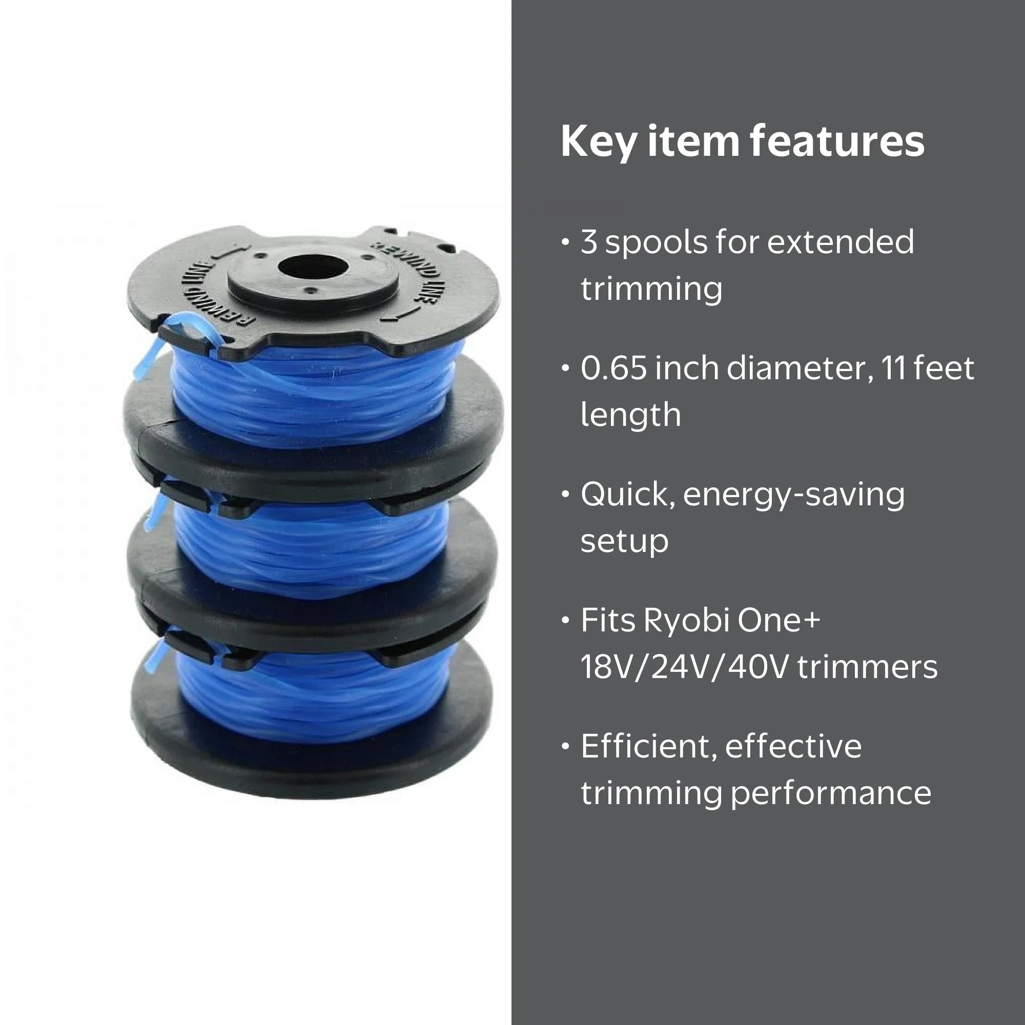 Ryobi One+ .065 Line Spool Replacement, Easy to Install, for 18v