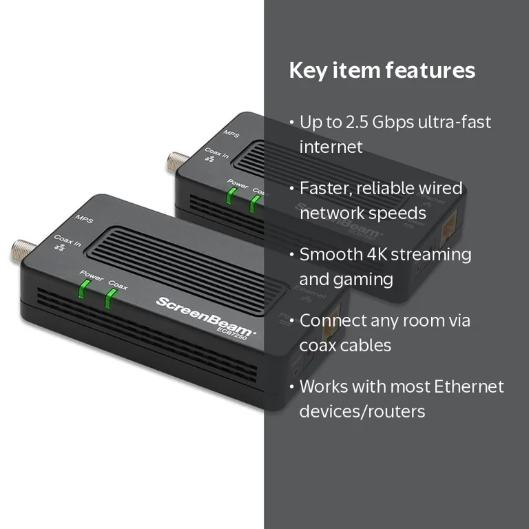 ScreenBeam Bonded MoCA 2.5 Network Adapter ECB7250K02, 2.5Gbps ScreenBeam Bonded MoCA 2.5 Network Adapter ECB7250K02, 2.5Gbps
