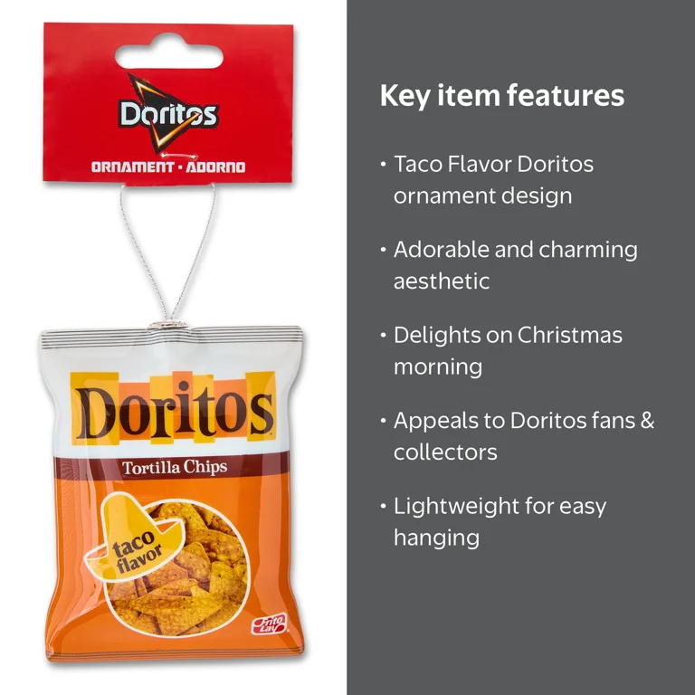 Doritos Taco Flavor Hanging Christmas Ornament, 4 inches Tall