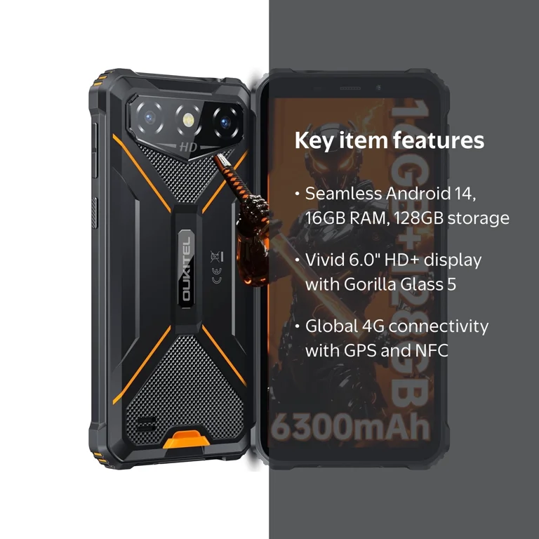OUKITEL G3 Rugged Smartphone Unlocked -16GB+128GB/1TB TF 6” HD
