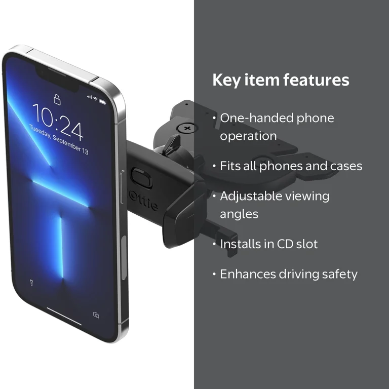iOttie Easy One Touch Mini CD Slot Mount and Phone Holder, Black