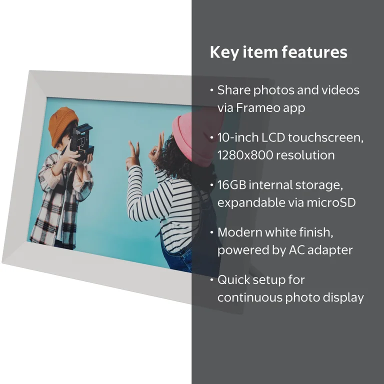 Free Shipping! Onn+ 10-inch Wi-Fi Digital Photo Frame with