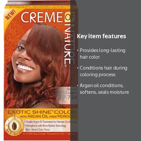 Creme of Nature Exotic Shine Color With Argan Oil, Bronze Copper