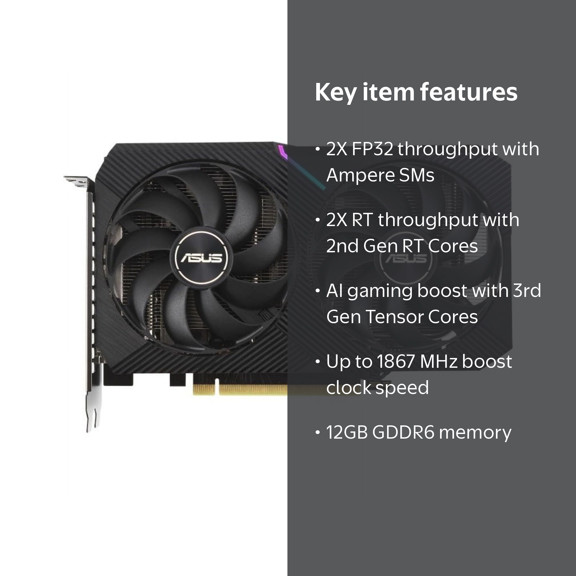 ASUS Dual GeForce RTX 3060, 12GB GDDR6, PCIe 4.0 Video Card