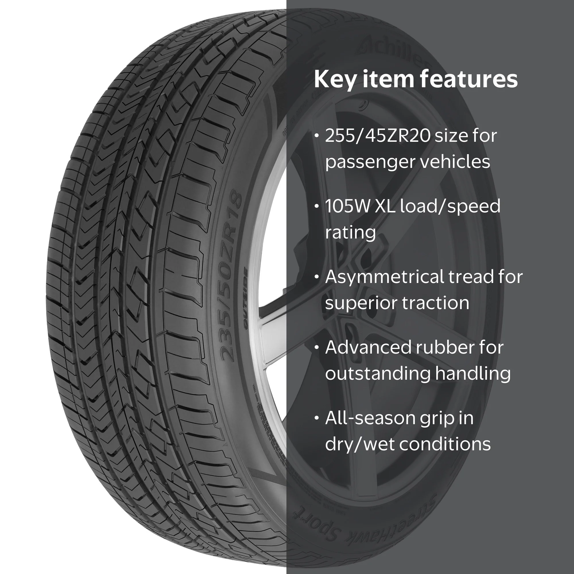 Achilles Street Hawk Sport UHP 255/45ZR20 105W XL Passenger Tire