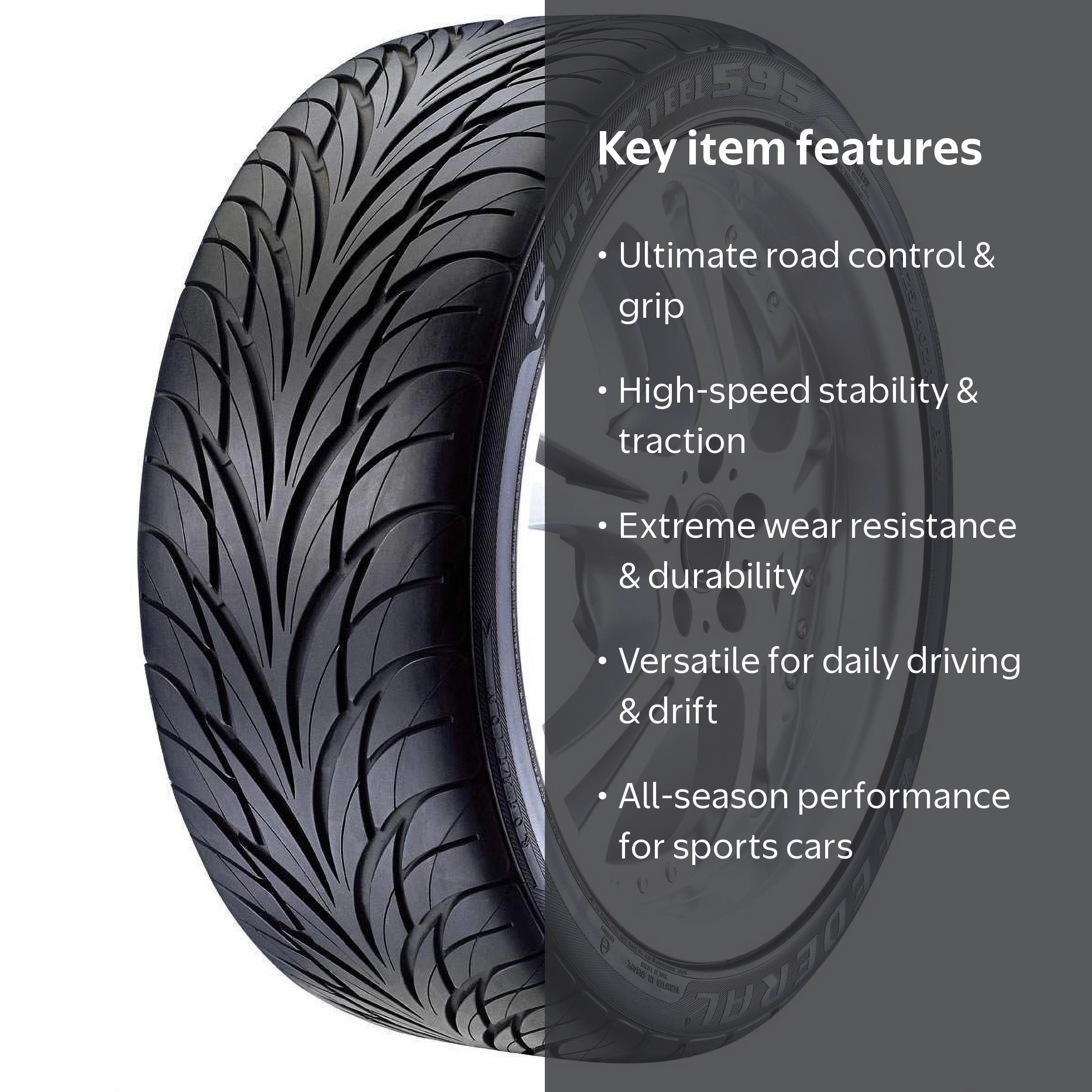 Federal SS595 Performance Tire - 255/45R18 103Y, All-Season, Black