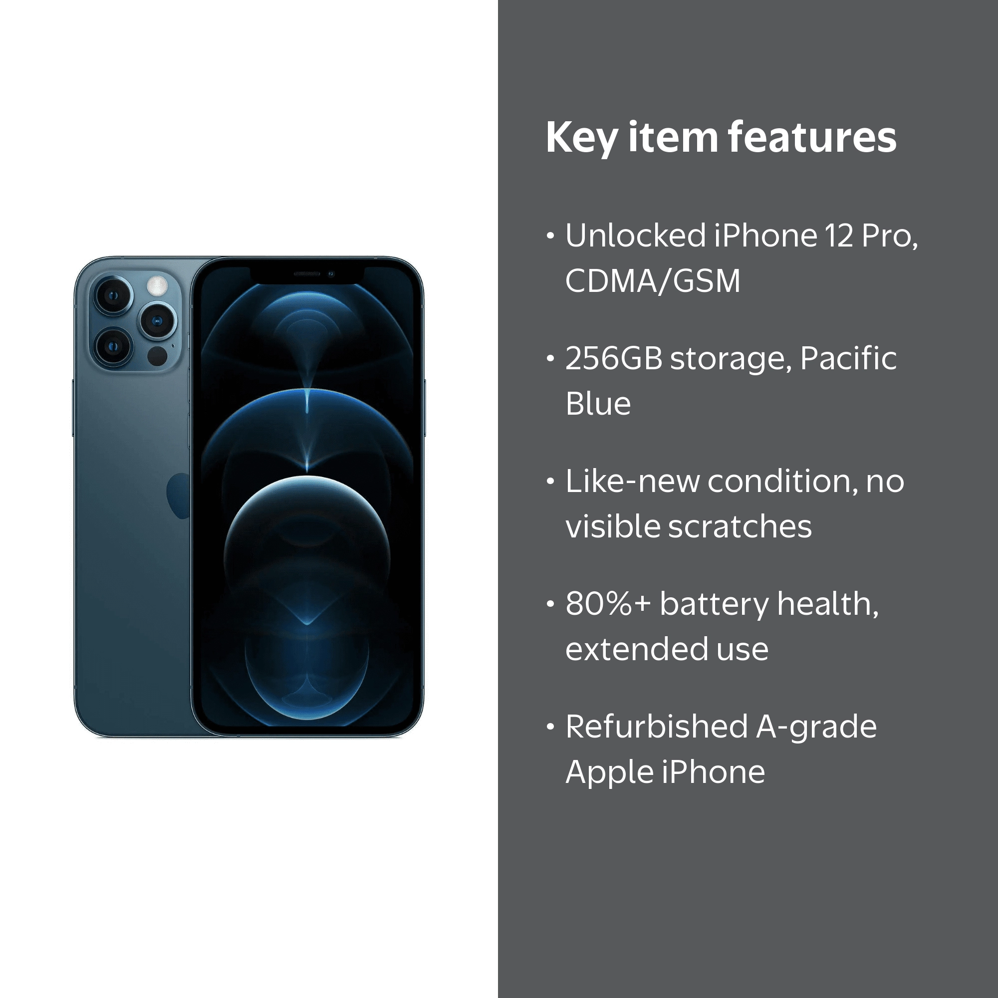 Apple, Restored iPhone 12 Pro, 256GB, Pacific Blue - Walmart.com