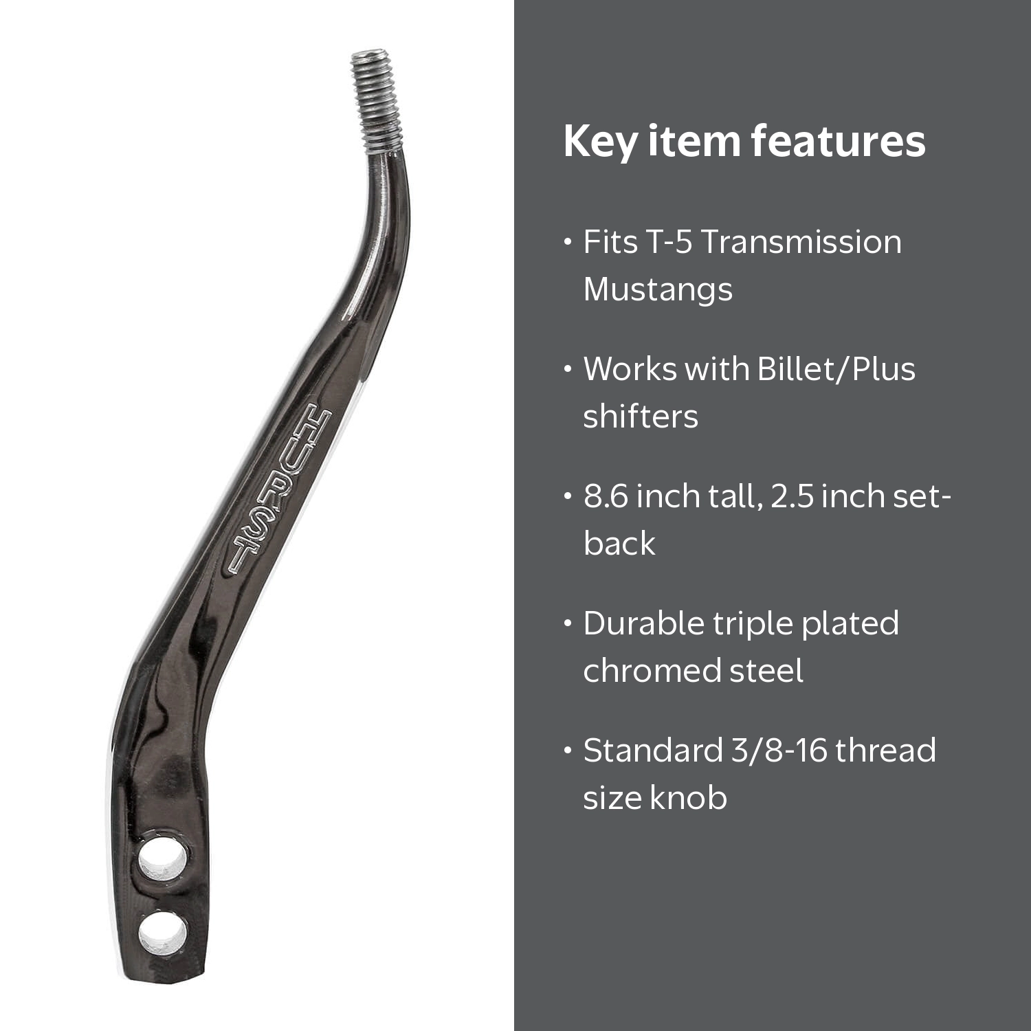 Hurst, Manual Transmission Shift Lever, 8.6 inches tall, silver