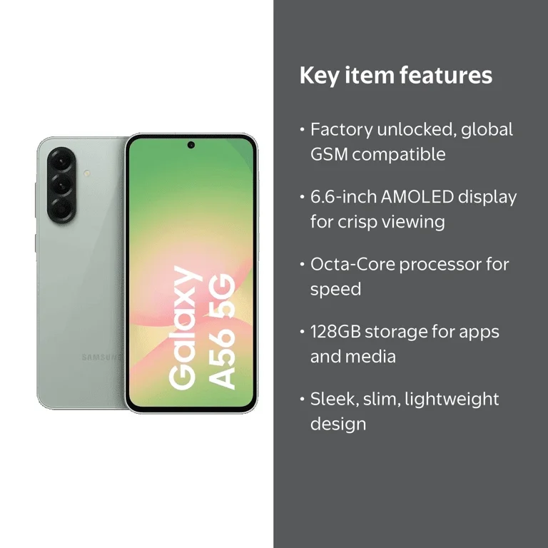 Samsung Galaxy A56 5G AI, 128GB+8GB RAM, Android Smartphone