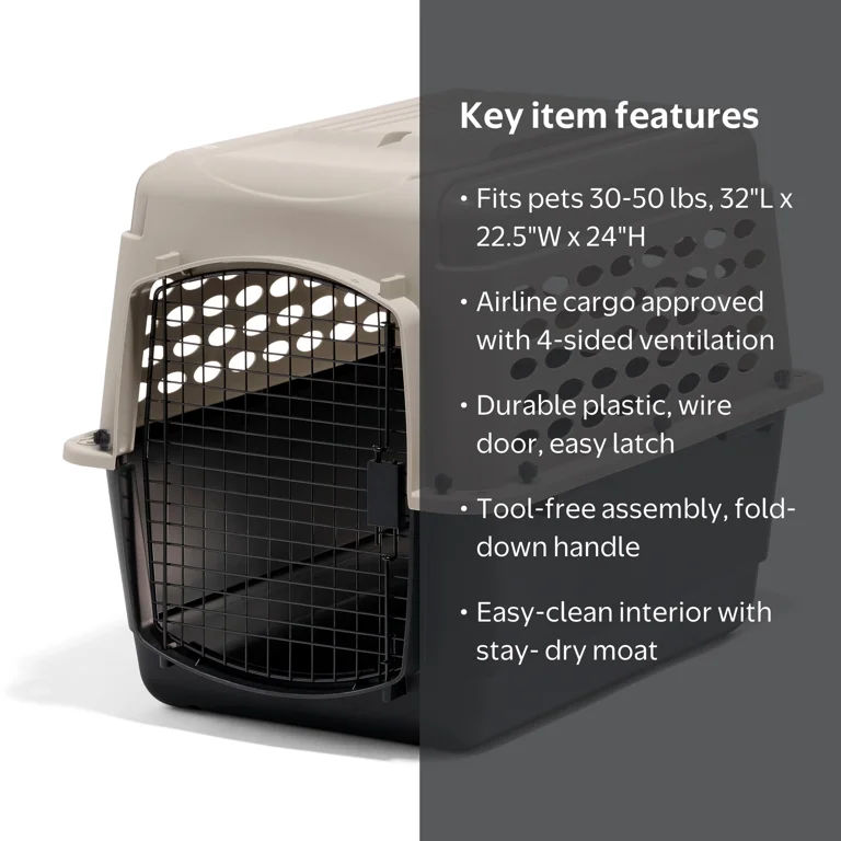 Petmate Vari Medium Plastic Portable Dog Kennel Airline Friendly