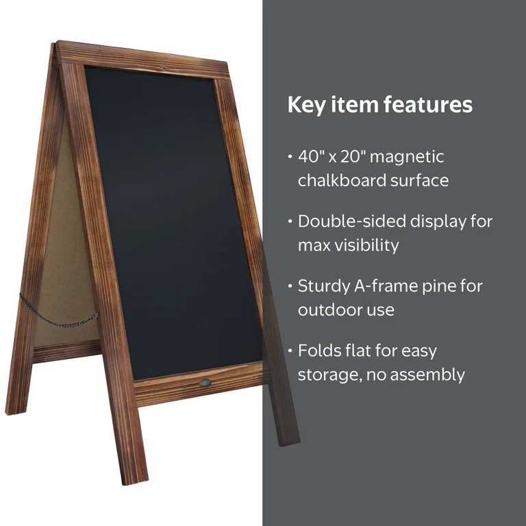BizChair Rustic Brown Magnetic Outdoor A-Frame Chalkboard Sign