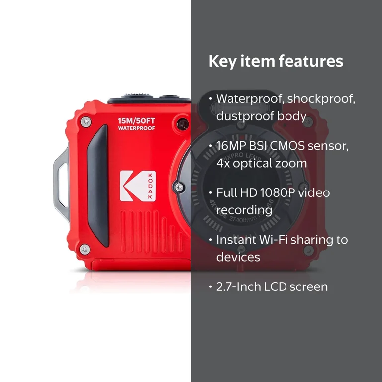 Kodak PIXPRO WPZ2 Rugged Waterproof Digital Camera, 16MP