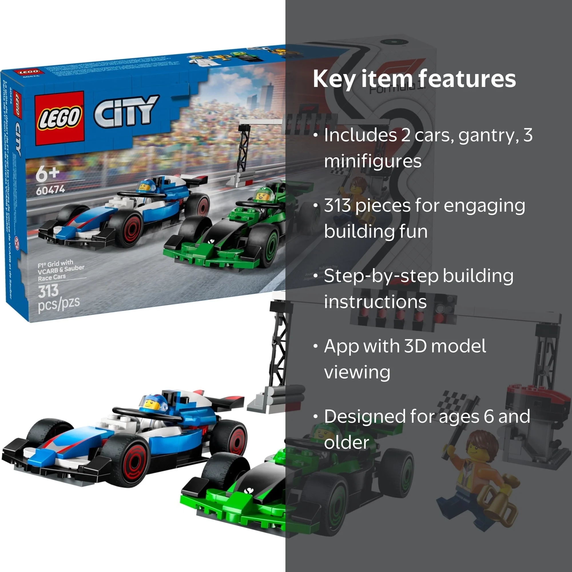 LEGO City F1 Grid with VCARB & Sauber Race Cars 60474 - Walmart.com