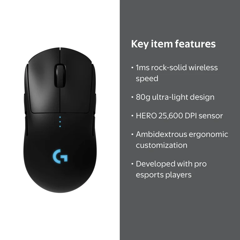 Logitech Pro Wireless Gaming Mouse for PC Gamers with HERO Sensor