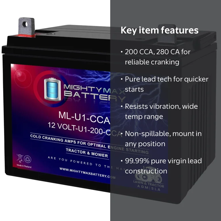 ML-U1 12V 200CCA AGM Battery for Exmark Lazer Z X 60 Lawn Mower