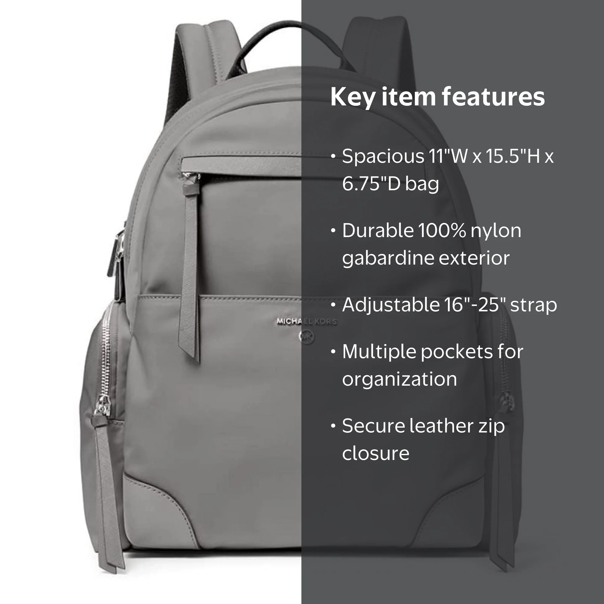 MICHAEL KORS 2イン1 バックパック　グレー Michael Kors Women's Nylon and Leather Day Packs, Gray - Walmart.com