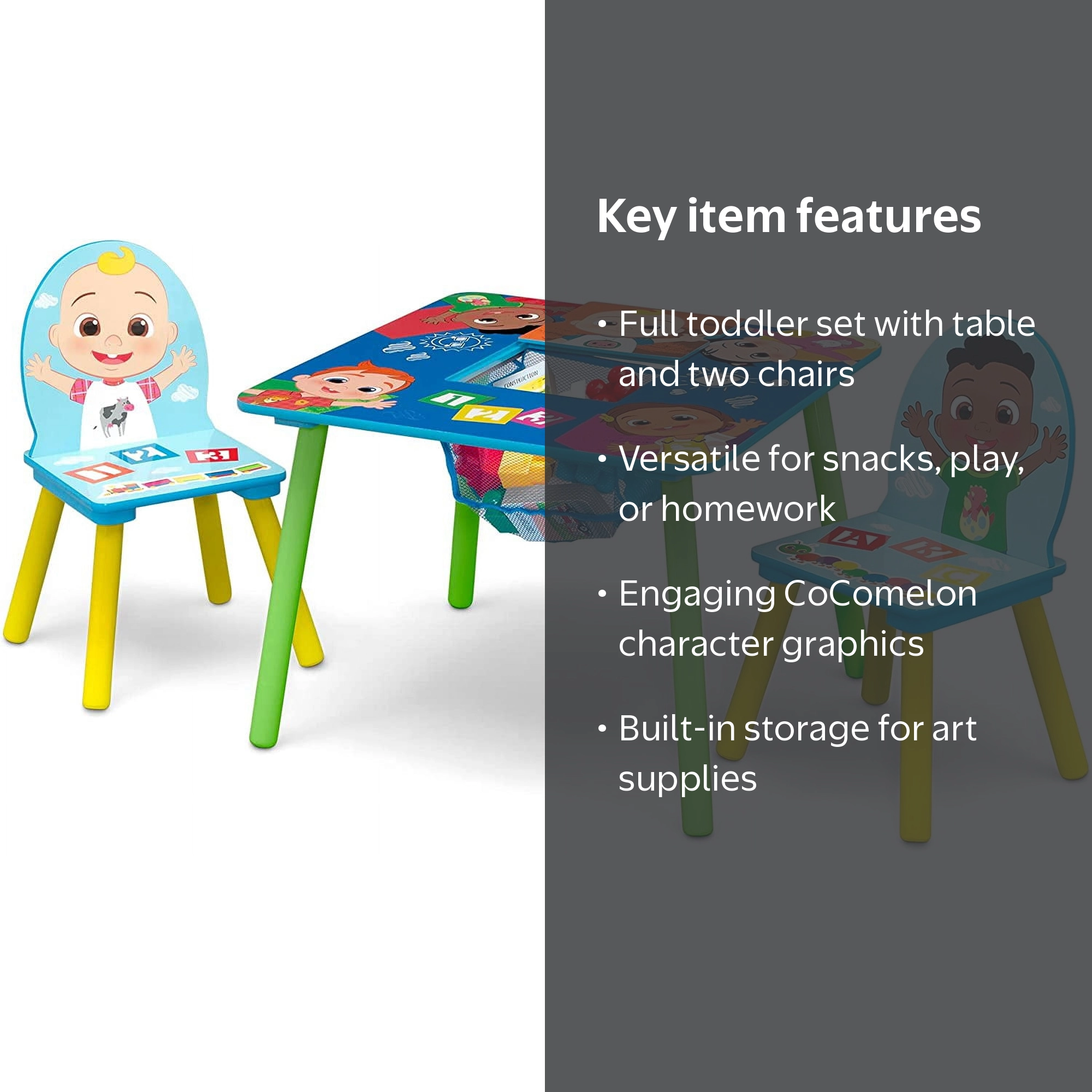 CoComelon Table and 2 Chairs with Storage Set by Delta Children
