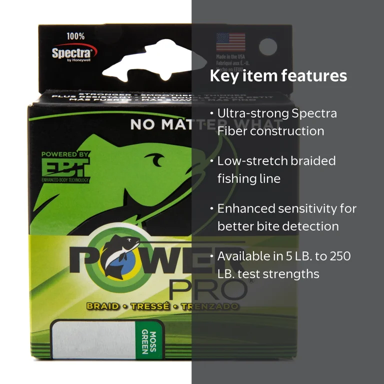 PowerPro Braided Fishing Line, 10lb x 300yd, Green, Spectra Fiber