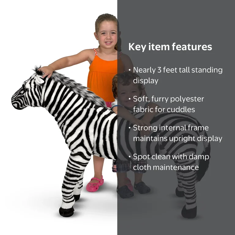 Melissa & Doug Giant Striped Zebra - Lifelike Stuffed Animal
