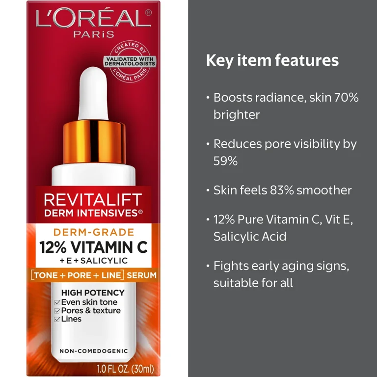 L'Oreal Paris Revitalift Brightening Serum with 12% Vitamin C E