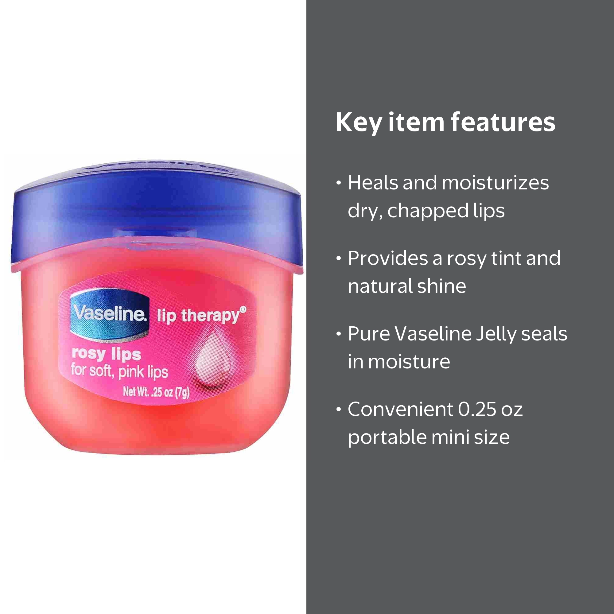 Vaseline, Lip Therapy For Dry Lips, 0.25 oz, Rosy Tint - Walmart.com