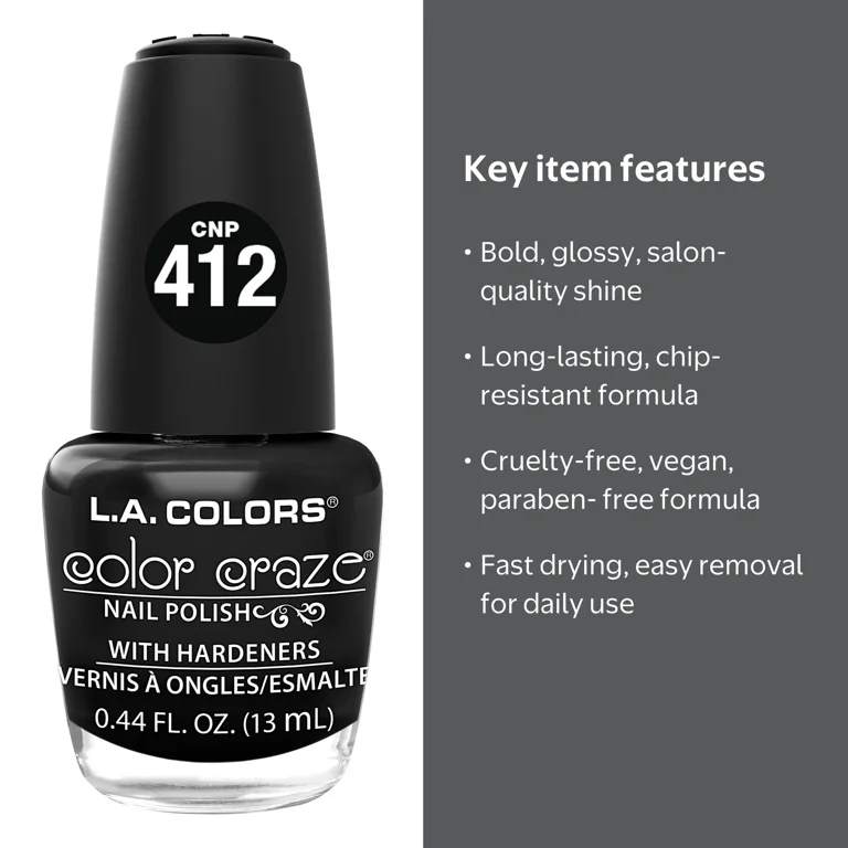 L.A. COLORS Color Craze Nail Polish, Circuits, 0.44 fl oz, Vibrant