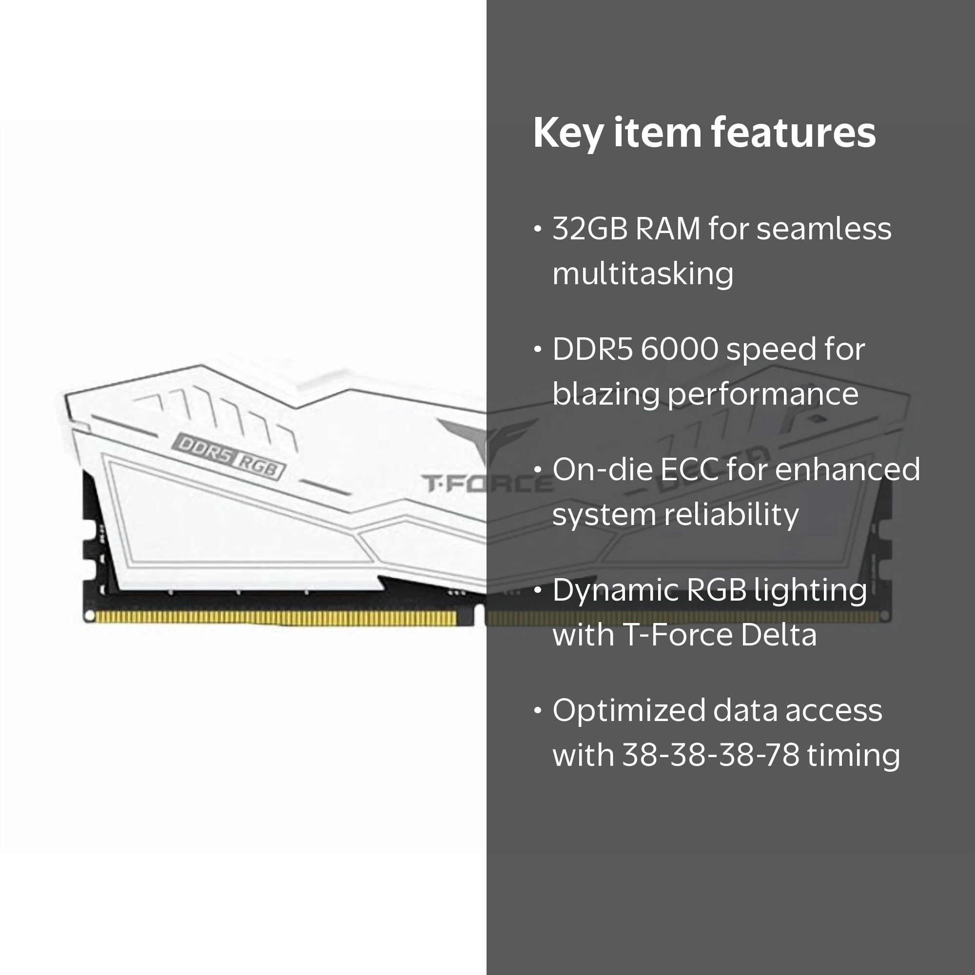 Team T-Force Delta RGB 32GB DDR5 6000 PC RAM, Desktop Memory Model