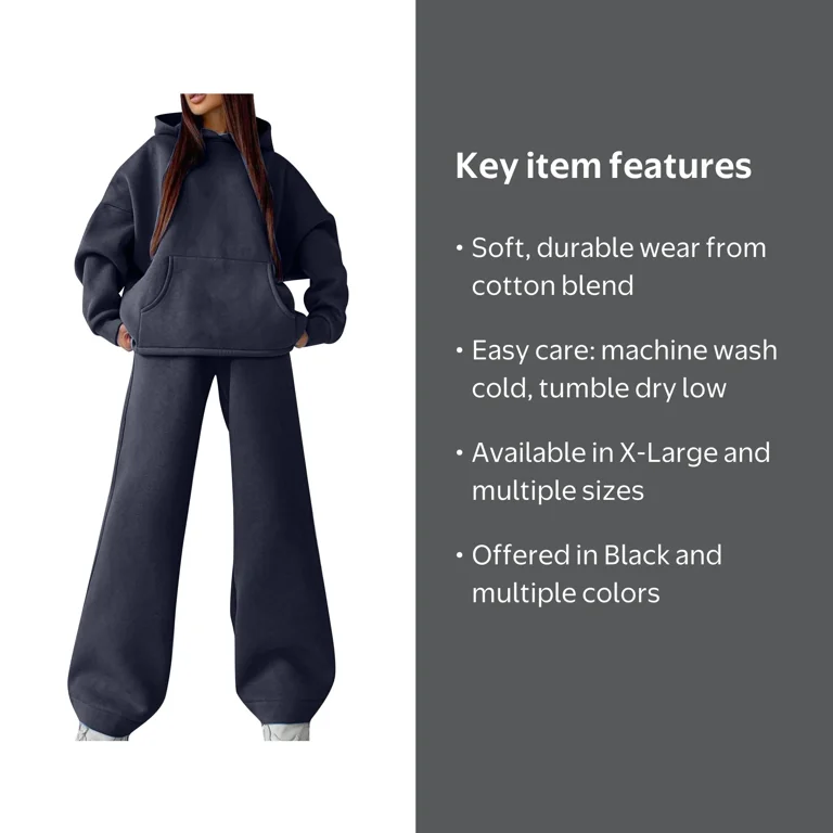 Oversized Hoodie Sets with Wide Leg Pants for Women Sportswear