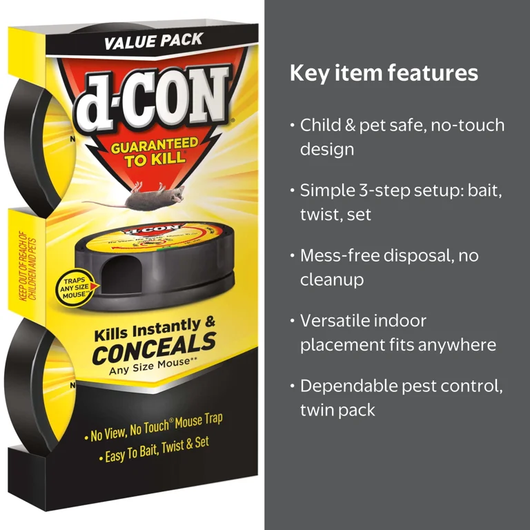 d-CON No View, No Touch Covered Mouse Trap, 2 Count, Indoor Use