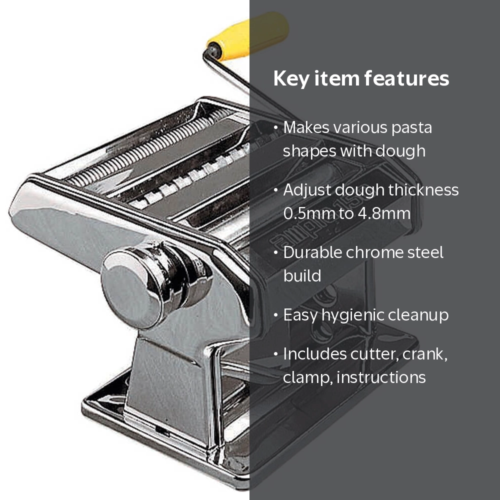 Marcato Atlas Ampia Pasta Machine, Made in Italy, Chrome Plated