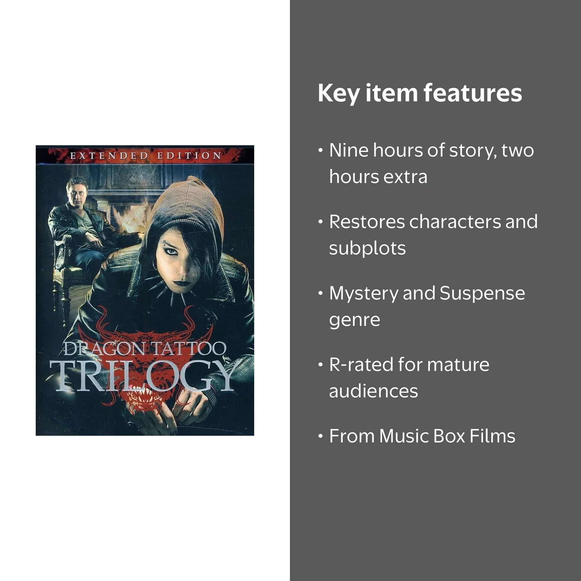 Dragon Tattoo Trilogy (Extended Edition) (DVD), Music Box Films