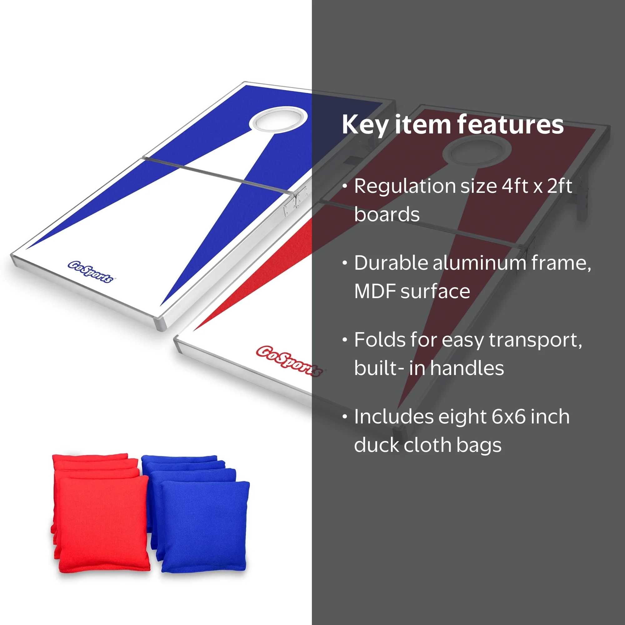 GoSports CornHole PRO Game Set: Portable, Foldable, Aluminum Frame