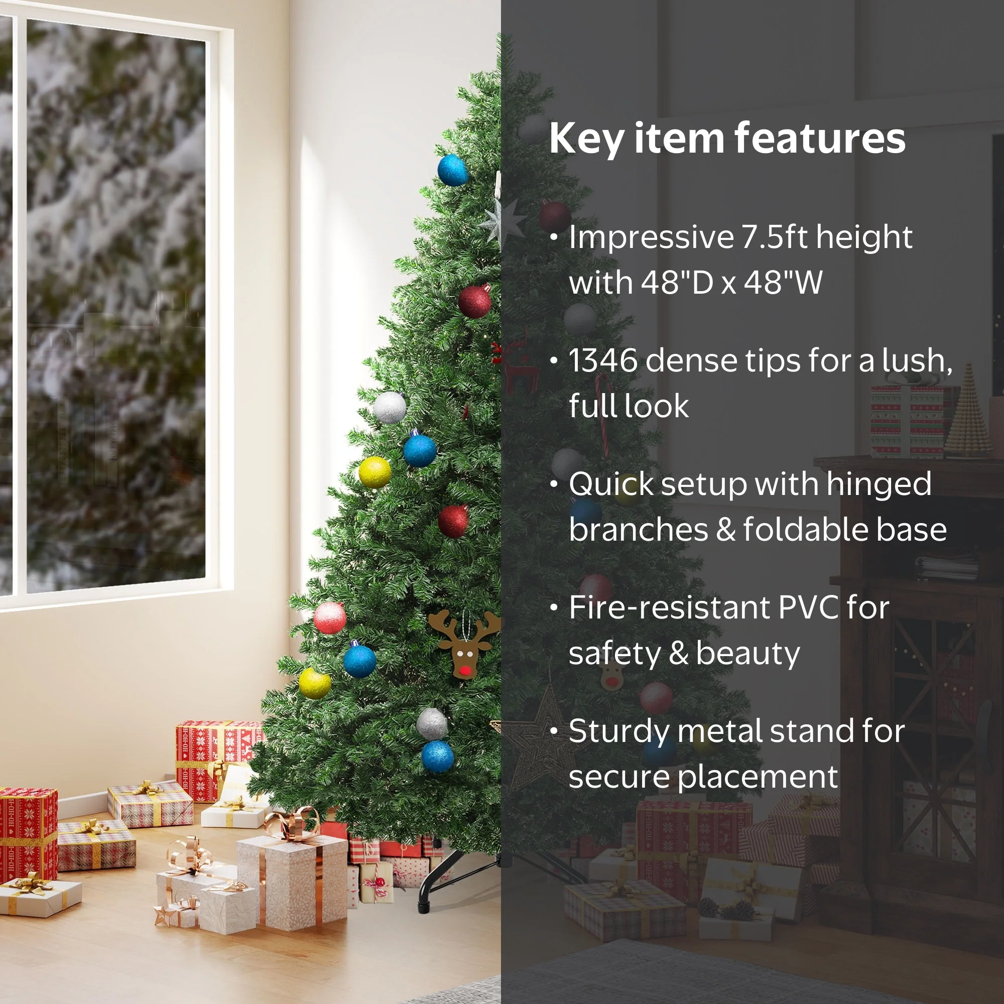 Uforic 7.5ft Spruce Artificial Christmas Tree with 1346 Branch
