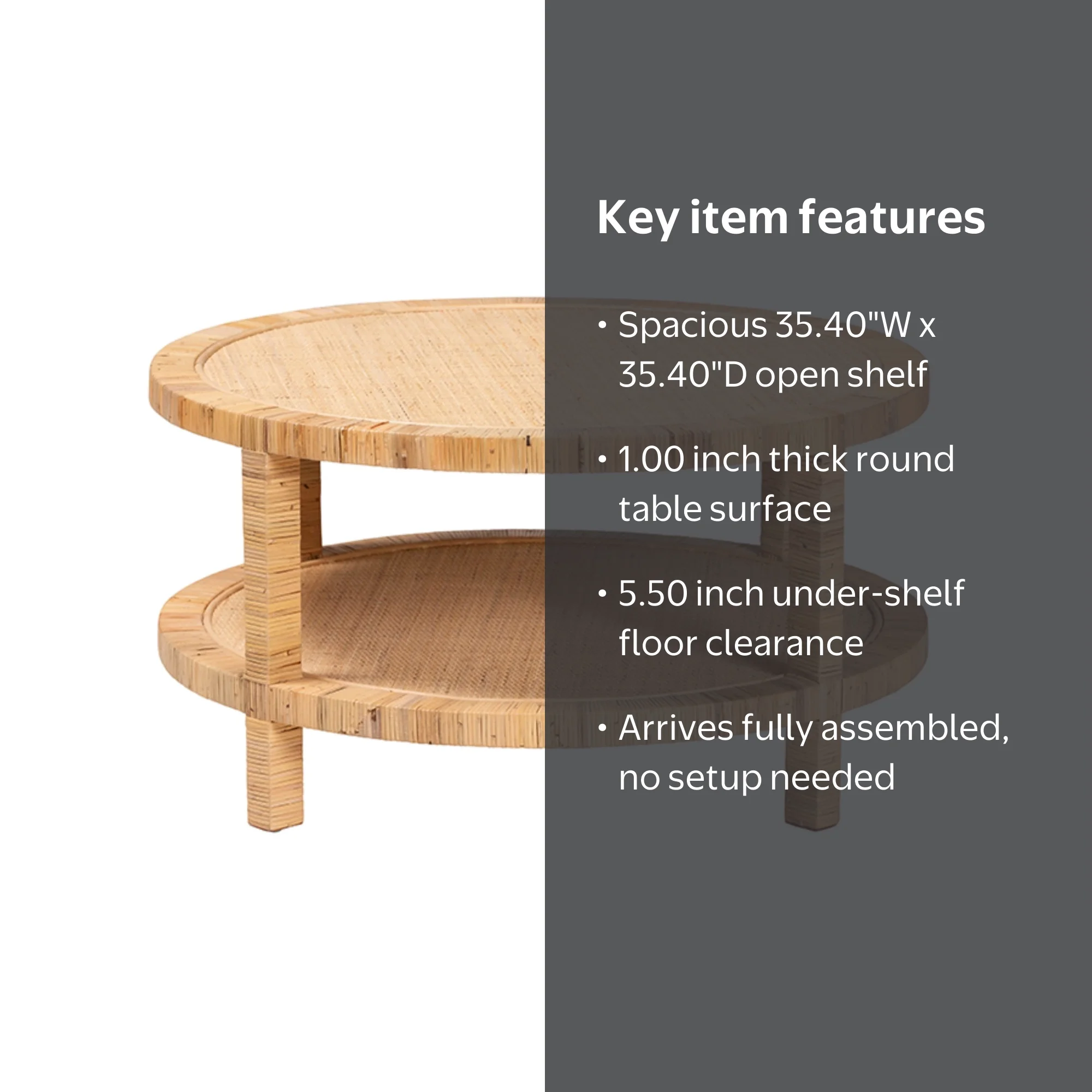 Bali & Pari Kalimantan Coffee Table, Natural Rattan and Mahogany