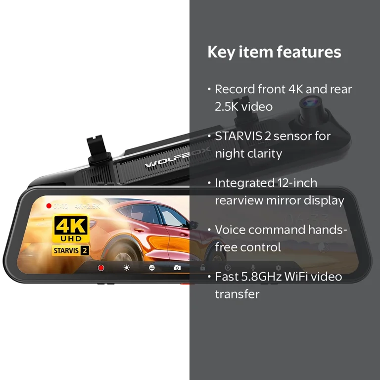 WolfBox, Mirror Dash Cam, 12