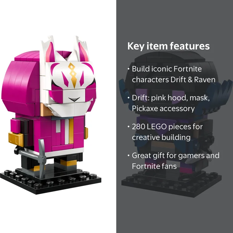 LEGO, Brickheadz Fortnite Drift and Raven Figures, 280pcs