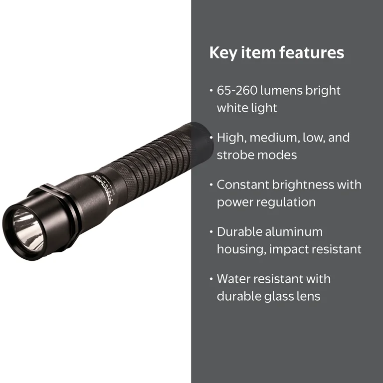 streamlight flashlight strion led 74301 with ac/12-volt dc and 1-holder, Black powerful light when needed. Streamlight, Handheld Flashlight, 260 Lumen,