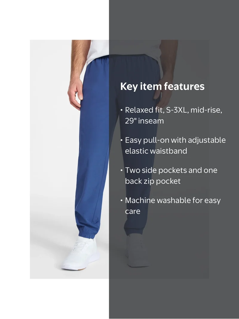 Athletic Works Men's and Big Men's Woven Jogger Pants, Sizes S-3XL